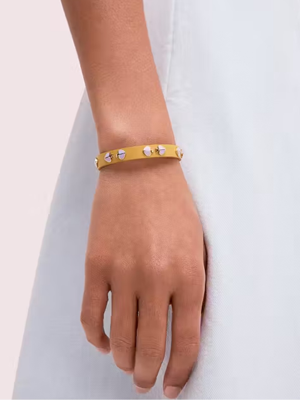 kate spade heritage spade enamel stud leather bracelet (lilac multi)